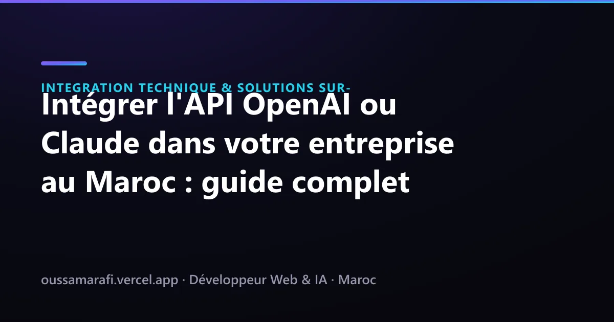 Illustration de l'article : Intégrer l'API OpenAI ou Claude dans votre entreprise au Maroc : guide complet