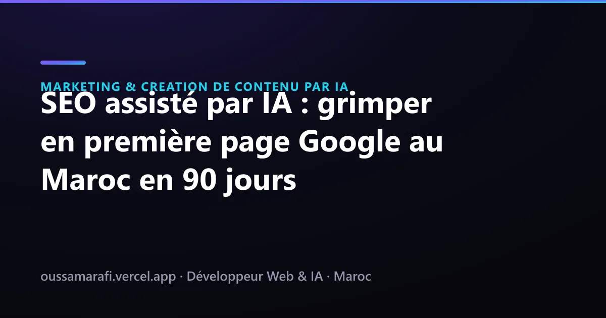 Illustration de l'article : SEO assisté par IA : grimper en première page Google au Maroc en 90 jours
